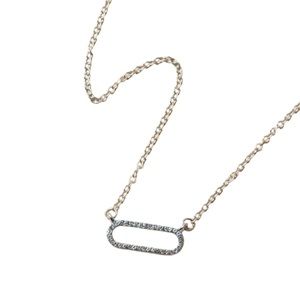 Oval Rhinestone Silver Tone Necklace